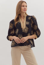 Load image into Gallery viewer, Botanical Embroidery Puff Sleeve Top
