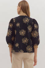 Load image into Gallery viewer, Botanical Embroidery Puff Sleeve Top
