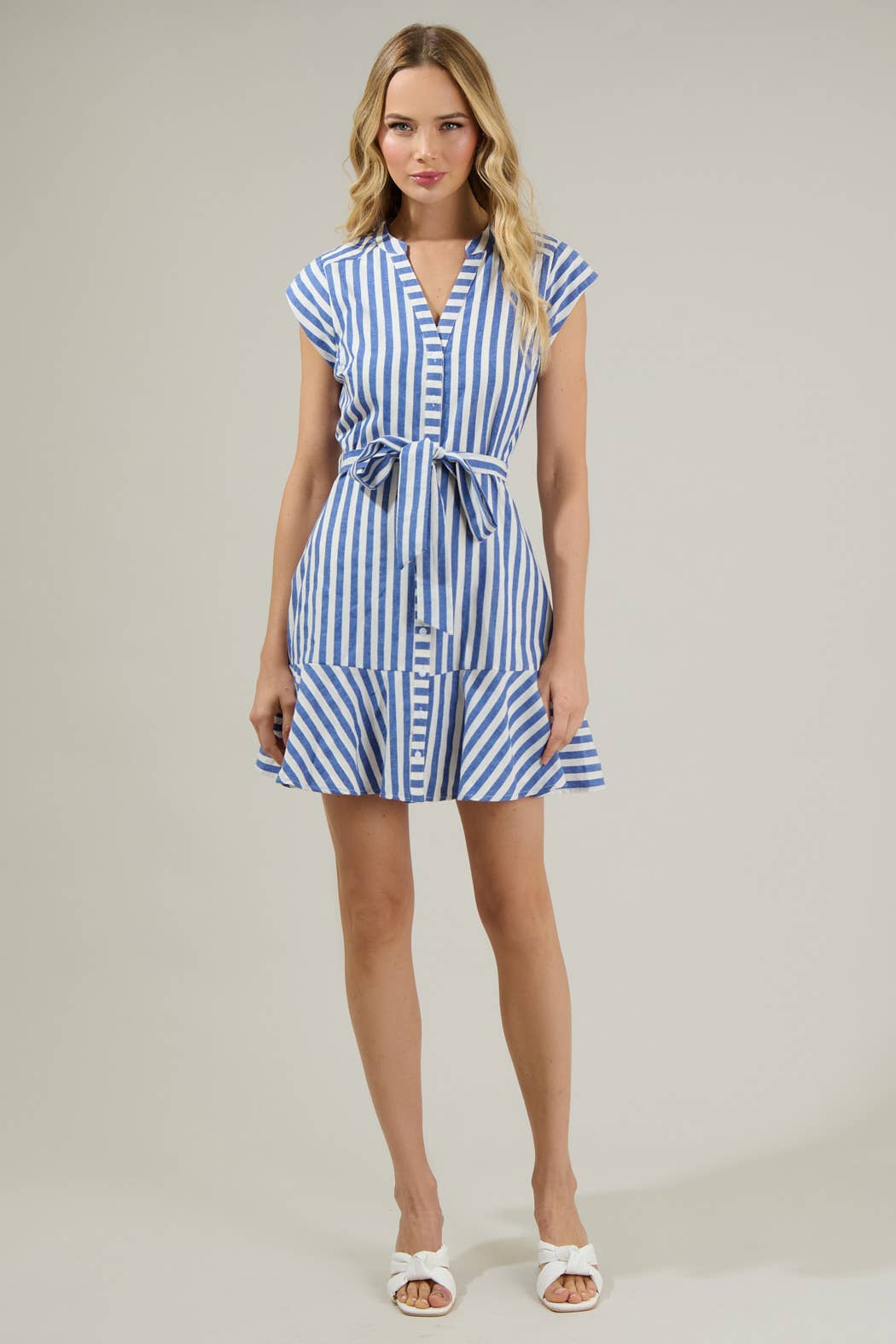 Rental- SugarLips Striped Mini Shirt Dress