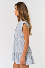 Load image into Gallery viewer, Striped Button Down Ruffle Mini Dress
