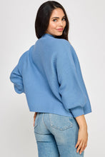 Load image into Gallery viewer, Balloon Sleeve Mock Neck Ribbed Sweater
