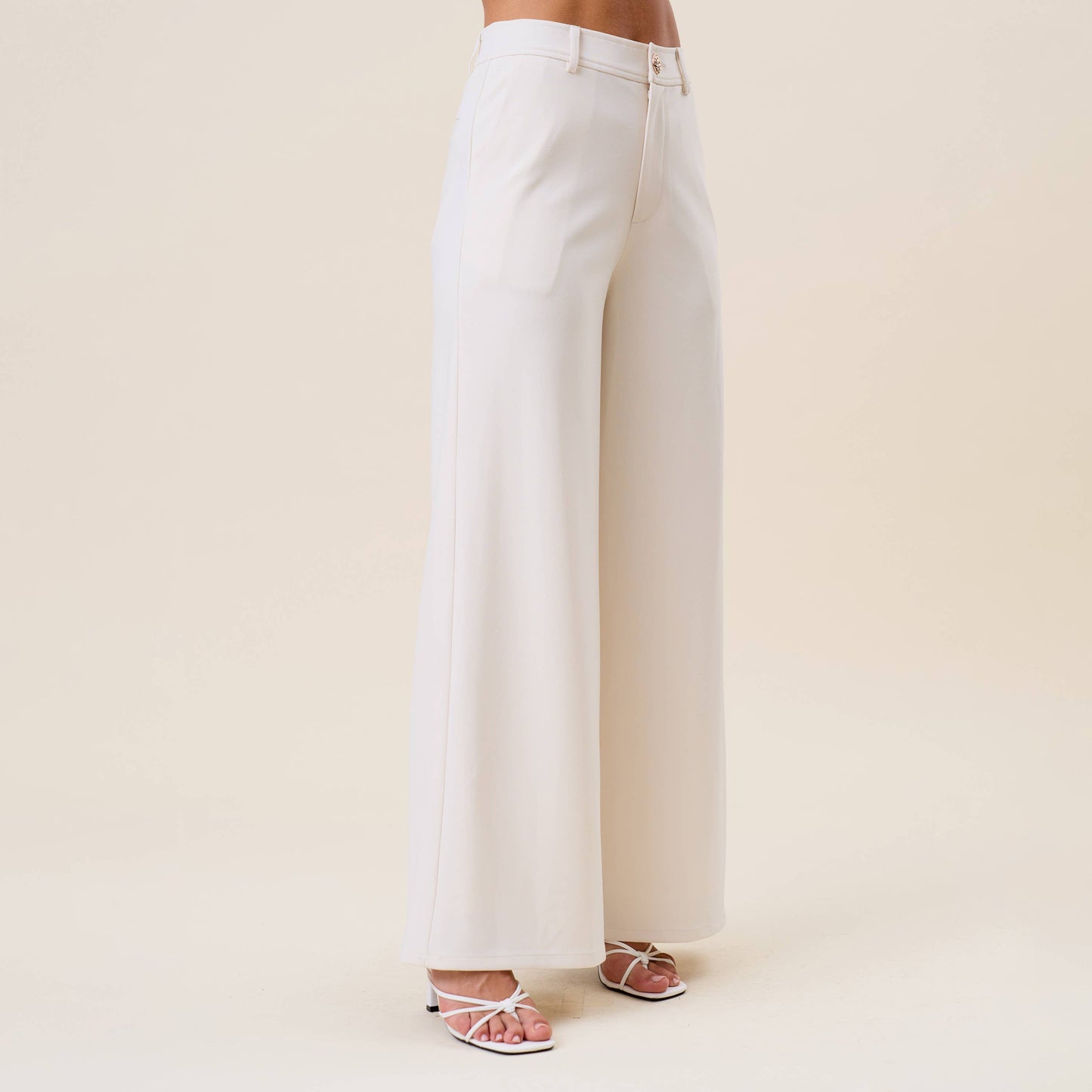 Gold Button Wide Leg Pants