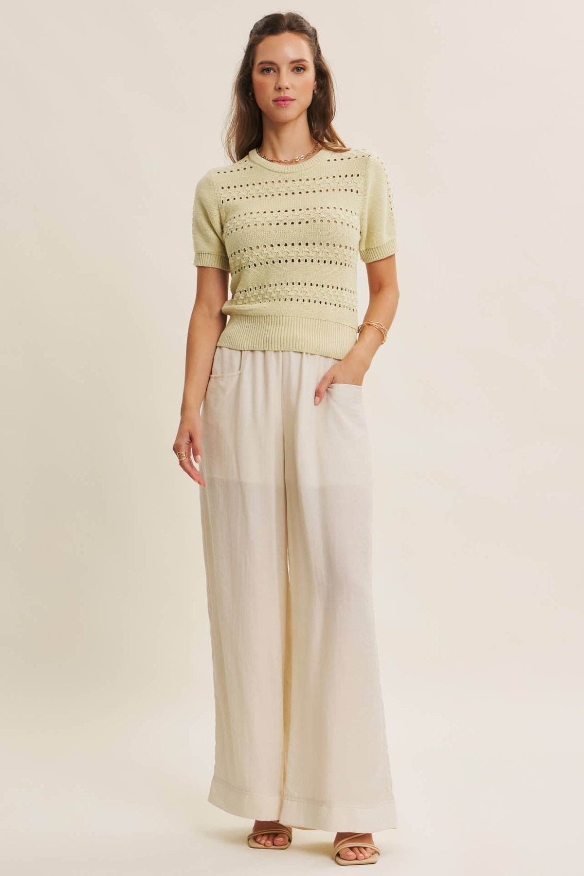 Pointelle Cotton Sweater Top