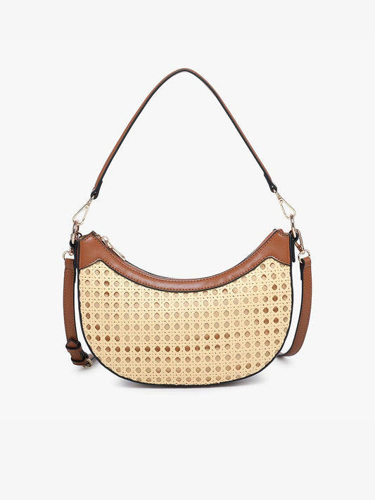 Daisy Half-Moon Rattan Crossbody