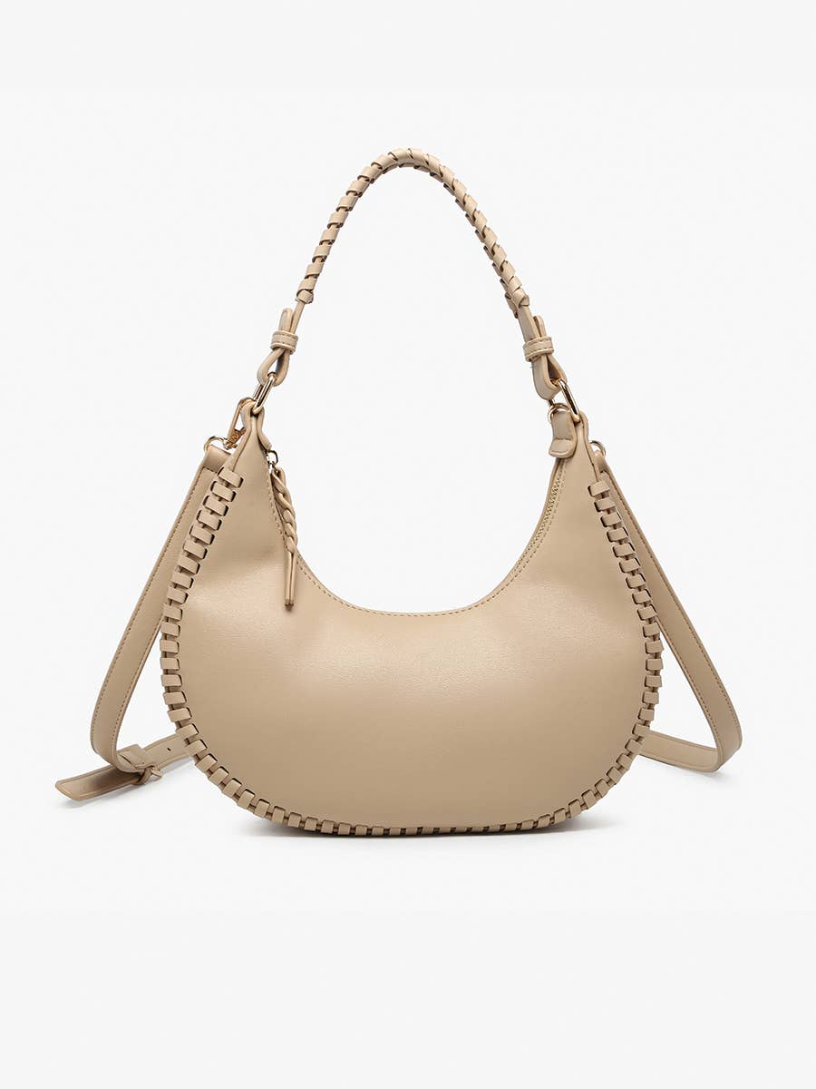 Aria Whipstitch Crescent Shoulder Bag