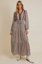 Load image into Gallery viewer, Check Print Lace Trim Maxi Dress
