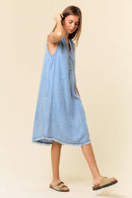 Load image into Gallery viewer, Sleeveless Denim Henley Midi Dress
