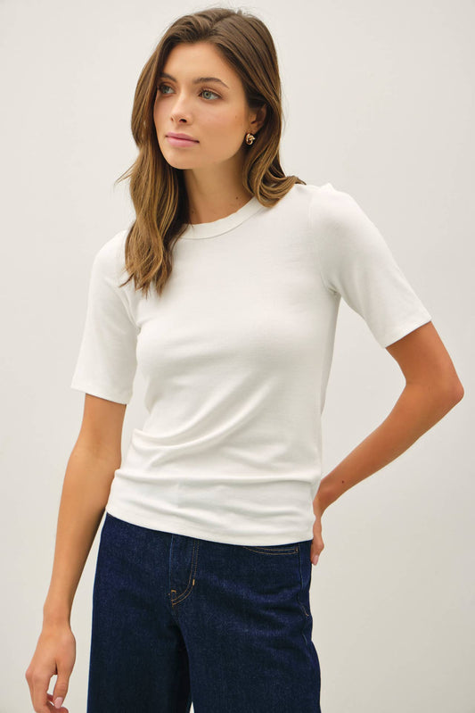 Basic Round Neck Mid Sleeve Top