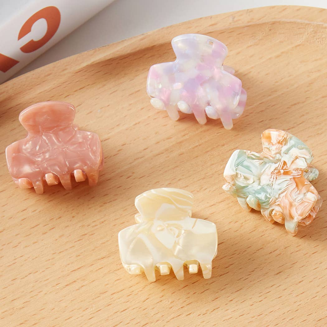 Hair Box Marble Texture Assorted Mini Claw Hair Clip Set