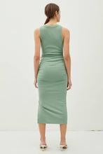 Load image into Gallery viewer, Ribbed Ruched Sides Tank Midi Dress
