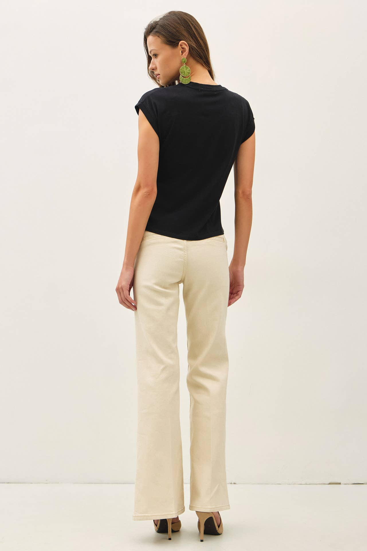 Cap Sleeve Crew Neck Cotton Top