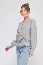 Load image into Gallery viewer, Side Wrap Tie Up Button Down Top
