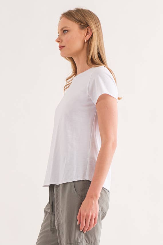 Washed Cotton Crew Neck Tee