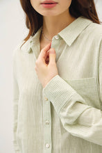 Load image into Gallery viewer, Classic Oversized Pinstripe Button Down Top
