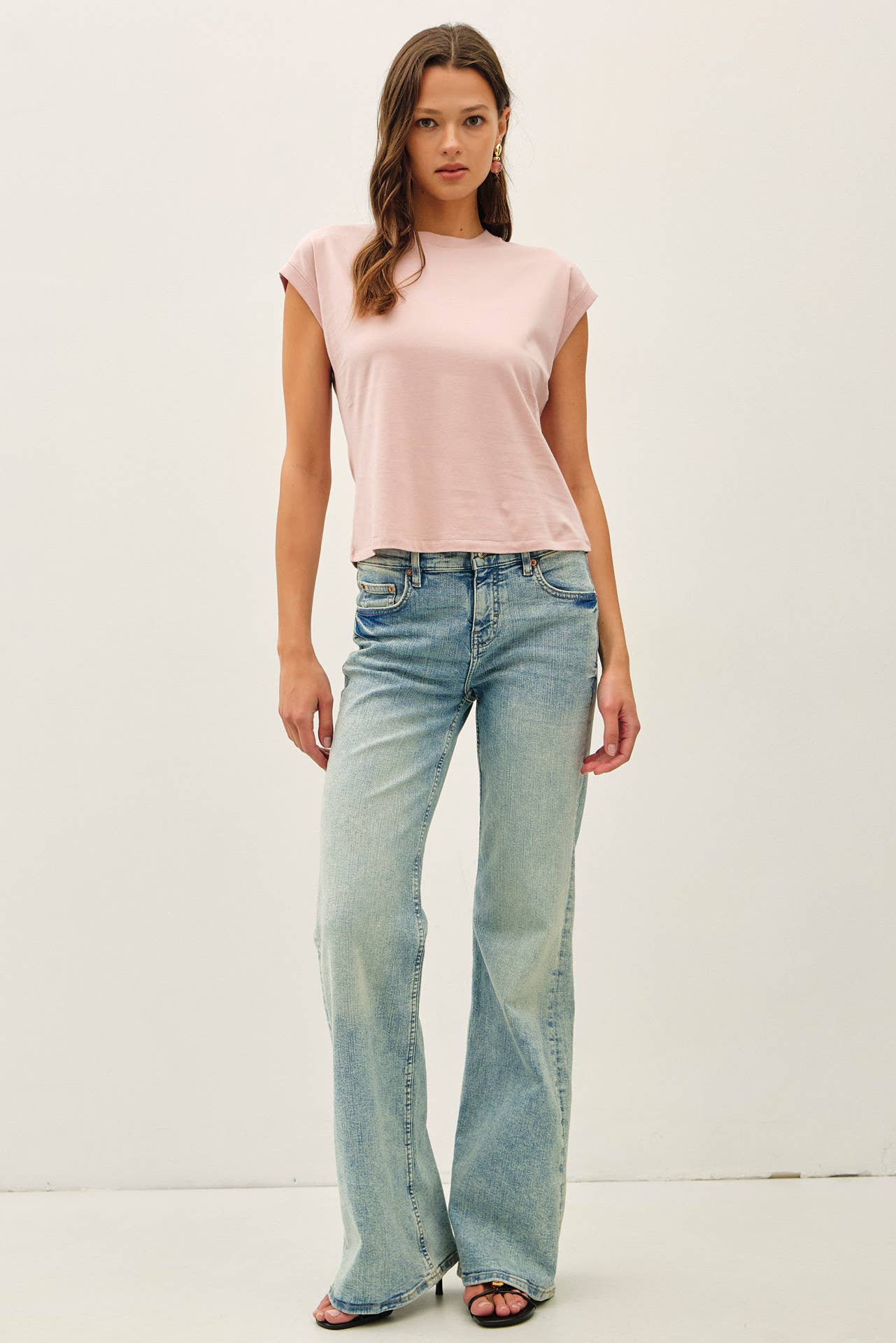 Cap Sleeve Crew Neck Cotton Top