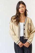 Load image into Gallery viewer, Contrast Stripe Crop Cardigan
