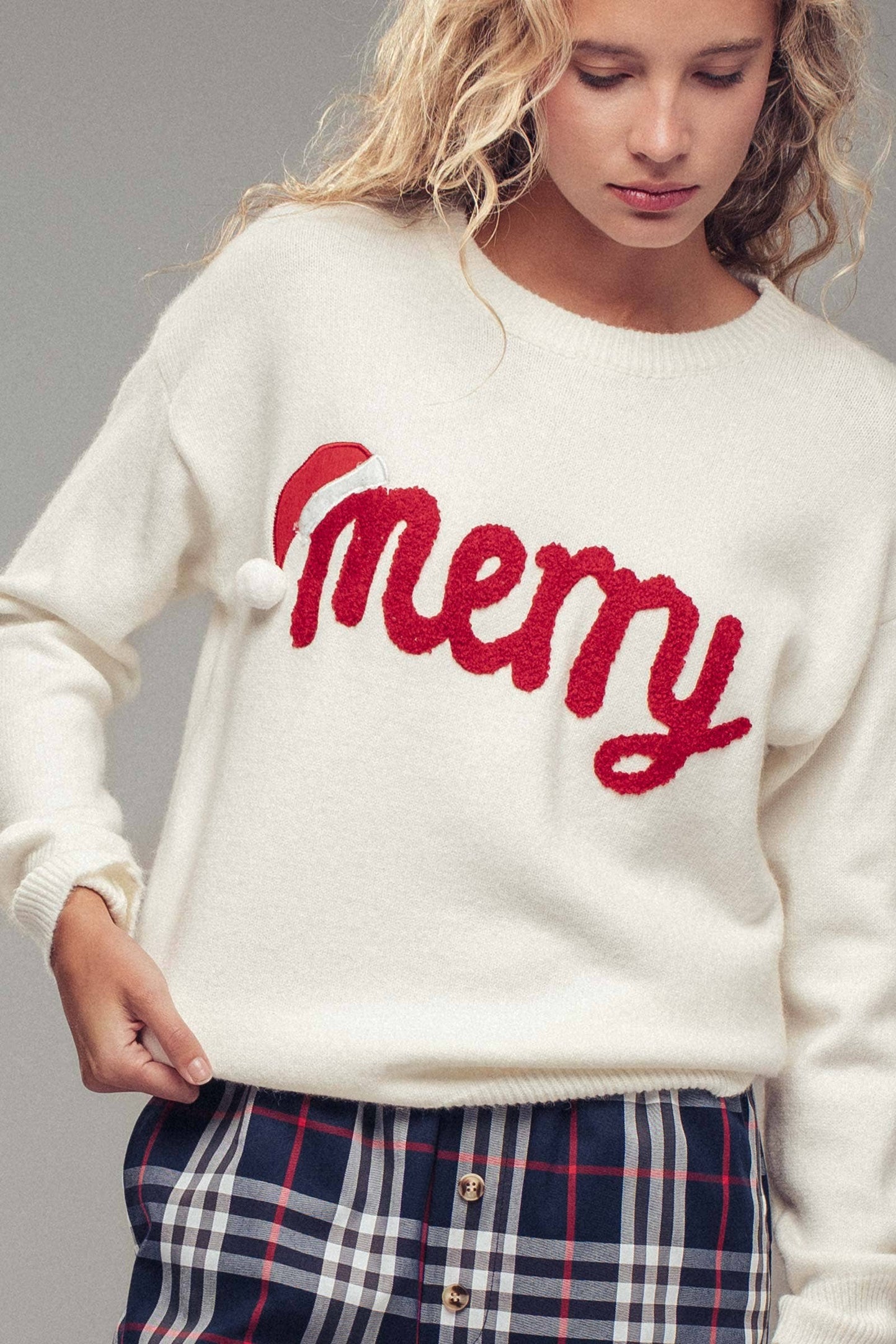 Merry Embroidered Crewneck Sweater