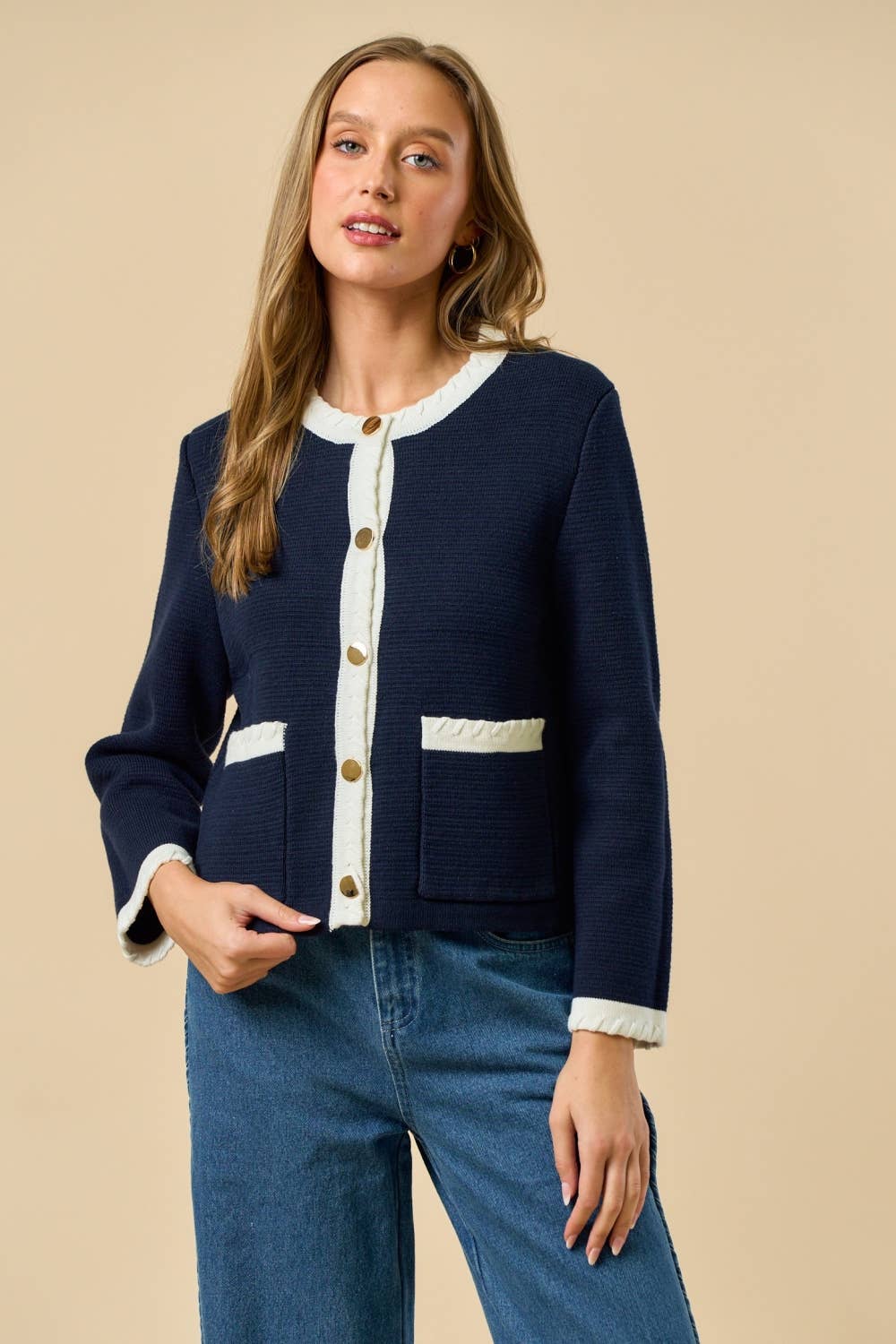 Loop Detail Sleeve Cardigan Top