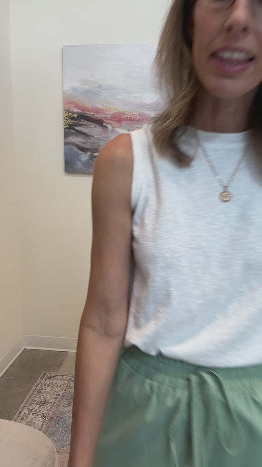 Drawstring Linen Blend Shorts