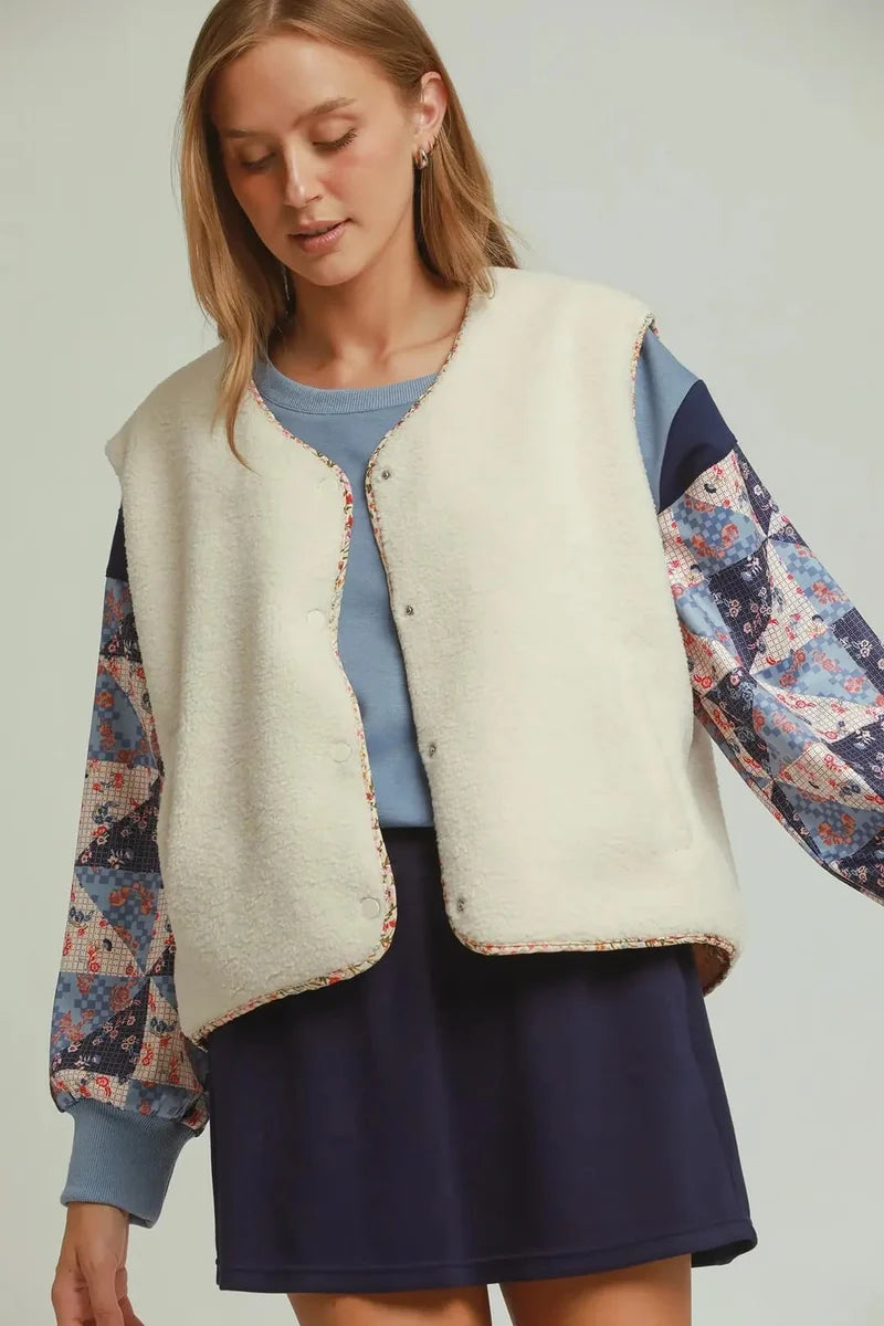 Lined Button Down Sherpa Vest