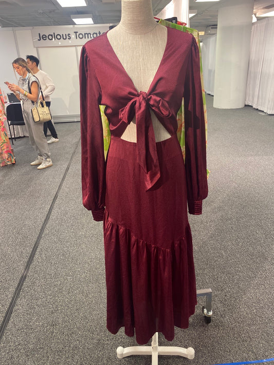 Satin Open Tie Front Party Dress